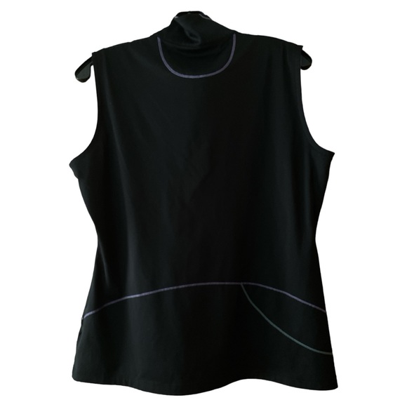 Annika Cutter & Buck Sleeveless Golf Polo Shirt 1/4 Zip Black Purple Size Large - Picture 4 of 7